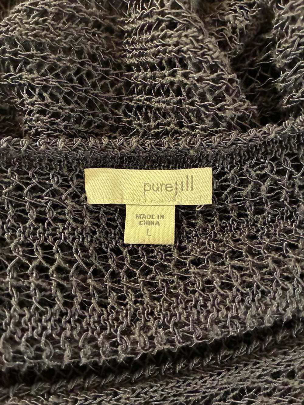 Pure Jill Open Knit Sweater Size L Dark Gray Cotton Blend